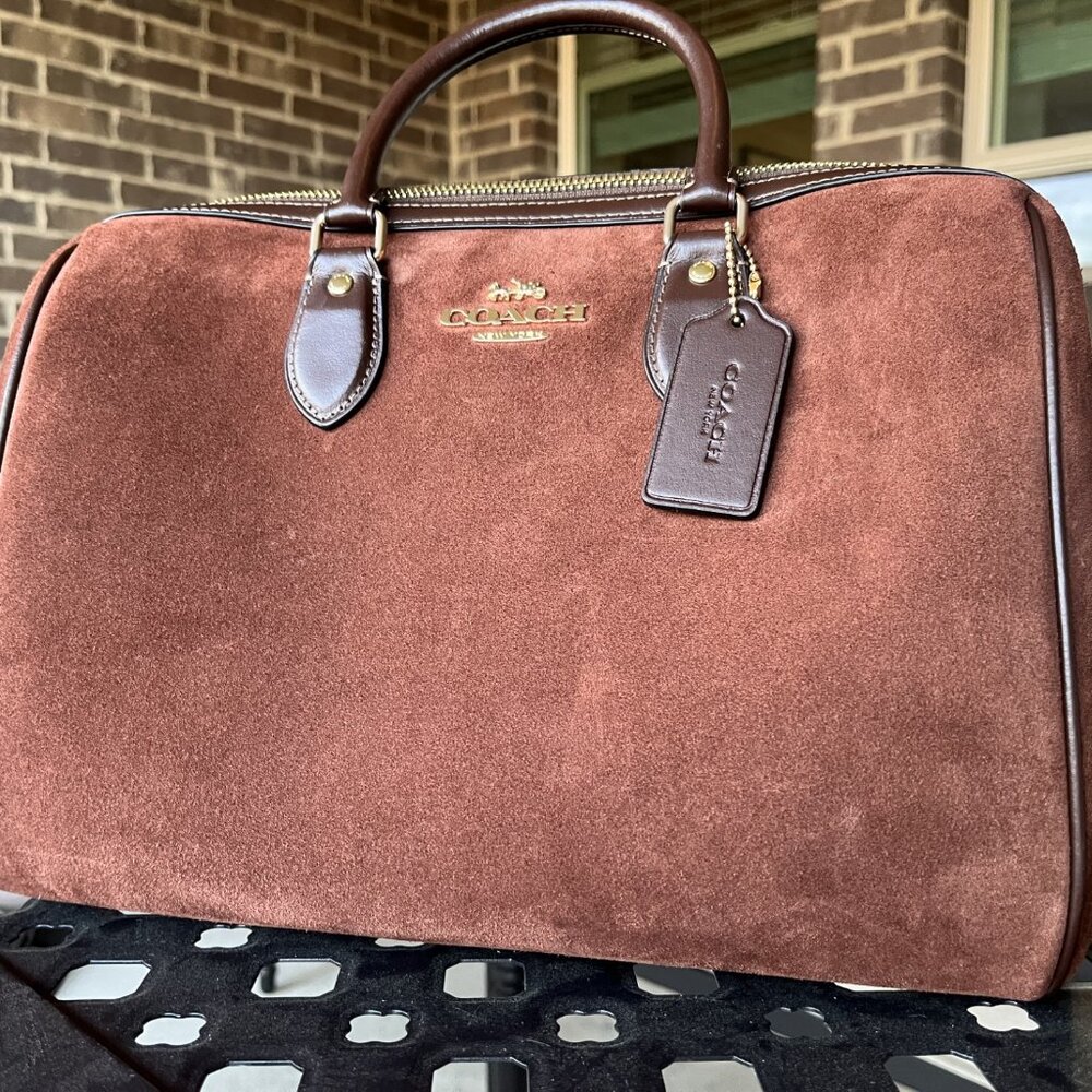 Coach Suede Rowan Large Satchel Bag
